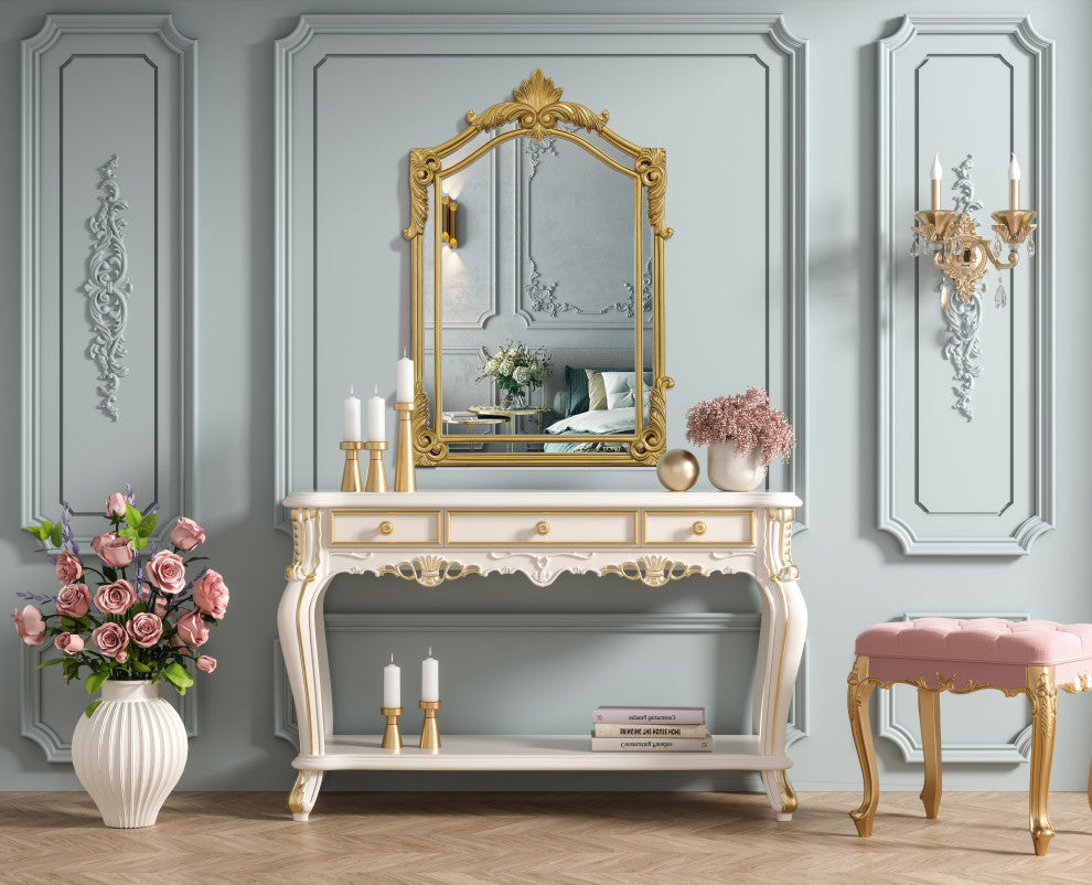 Home Living 28.5x42 Traditional Mirror, Gold Leaf