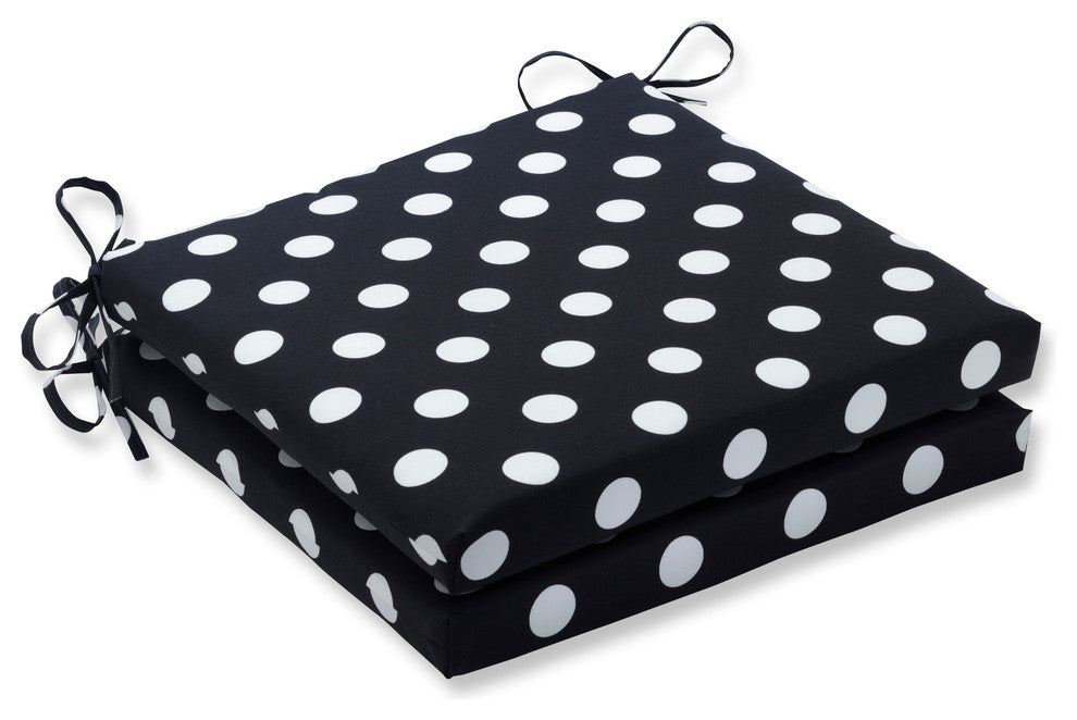 Polka Dot Black Oversized Seat Cushion Set, Set of 2