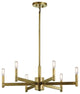 Chandelier 6-Light, Natural Brass