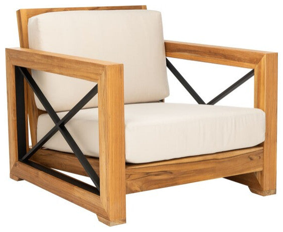 Safavieh Andros Teak Patio Chair Natural / Beige