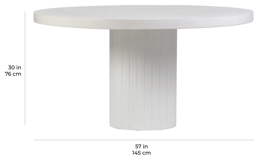 Tama Round White Patio Dining Table