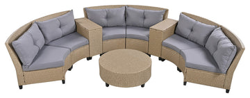 Gewnee U_Style 6 - Person Fan-shaped Rattan Suit Combination