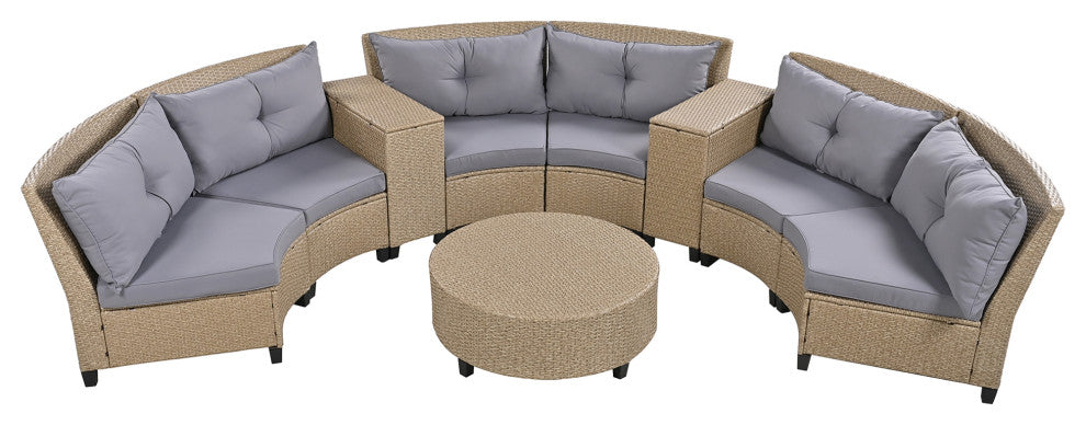 Gewnee U_Style 6 - Person Fan-shaped Rattan Suit Combination