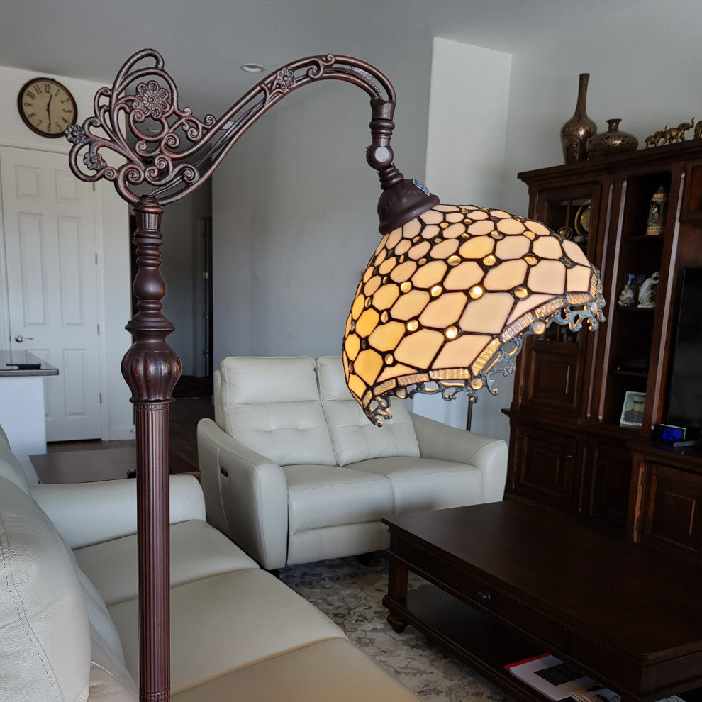Tiffany Style Gemmed Reading Floor Lamp, 62" Tall