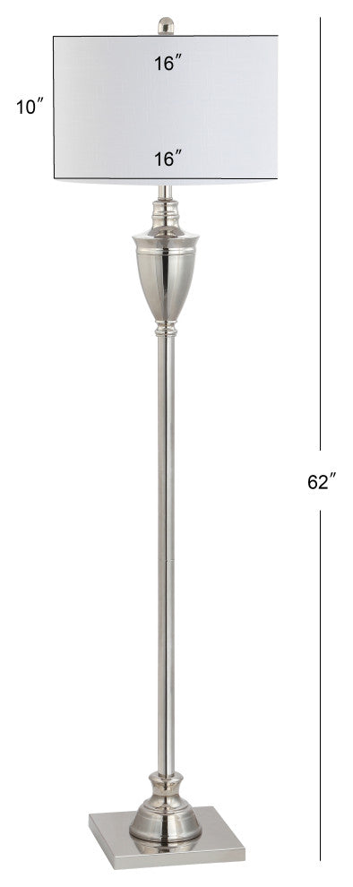 Othello Metal LED Floor Lamp, Polished Nickel, 62"
