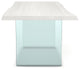 Brooks Dining Table, White Wash, Clear, 40"x92", Glass Base