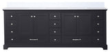 Dukes 84" Espresso Double Square Sink Vanity with Quartz Top, No Mirror