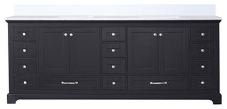 Dukes 84" Espresso Double Square Sink Vanity with Quartz Top, No Mirror