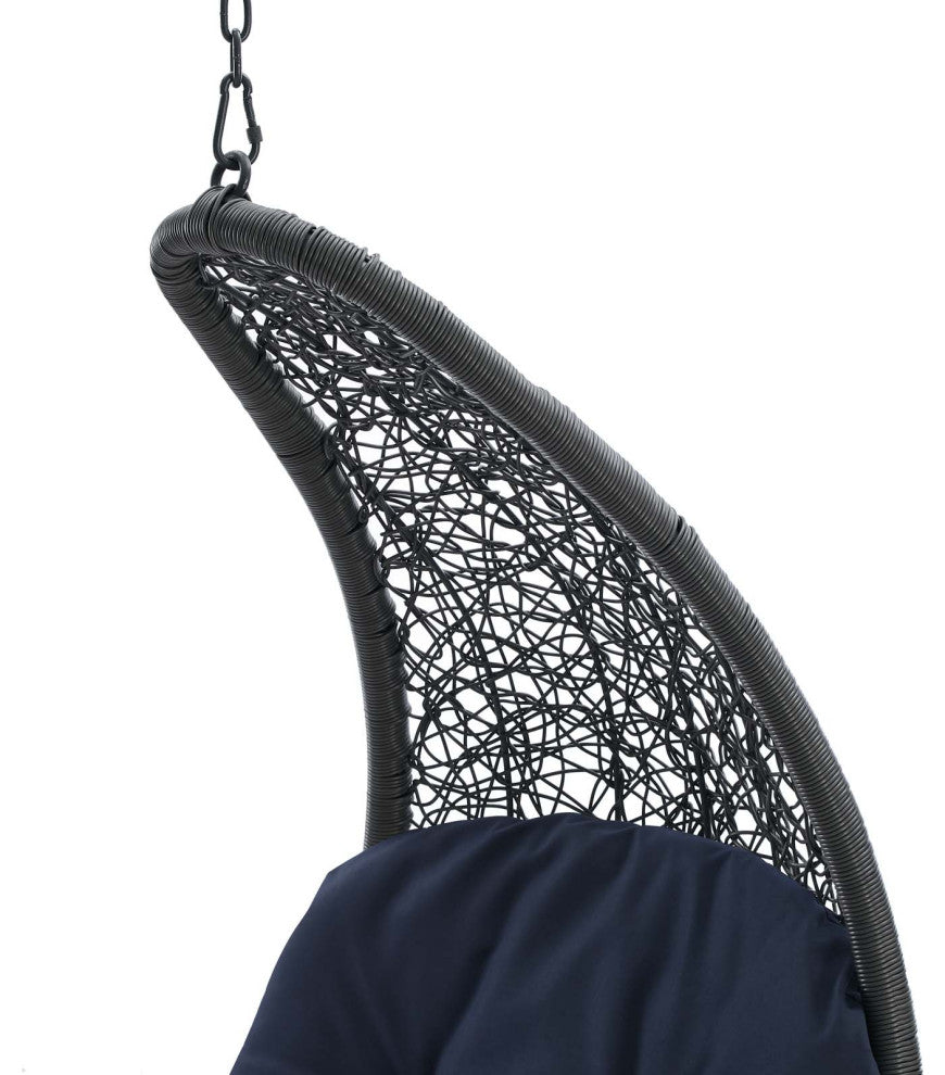 Swing Lounge Chair, Gray Blue Navy, Modern, Outdoor Patio Balcony Garden