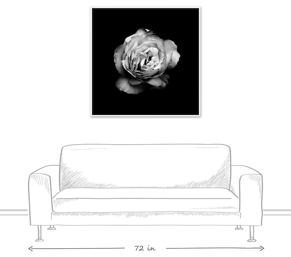 "White Flower" White Floating Framed Canvas, 36x36