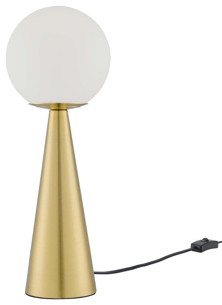 Apex Glass Globe Glass Table Lamp, White Satin Brass