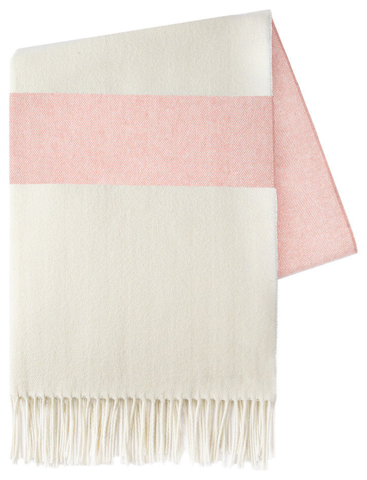 Sydney Stripe Herringbone Throws, Blush