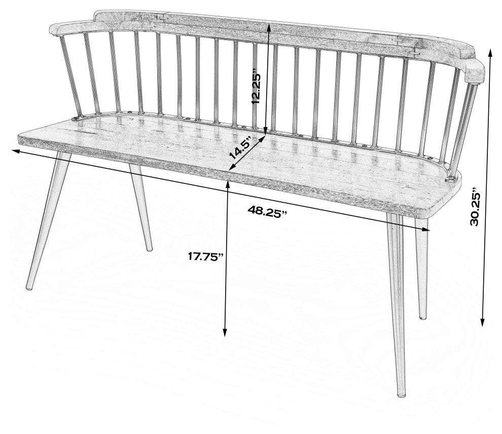 Tempe Spindle Back Bench, Black