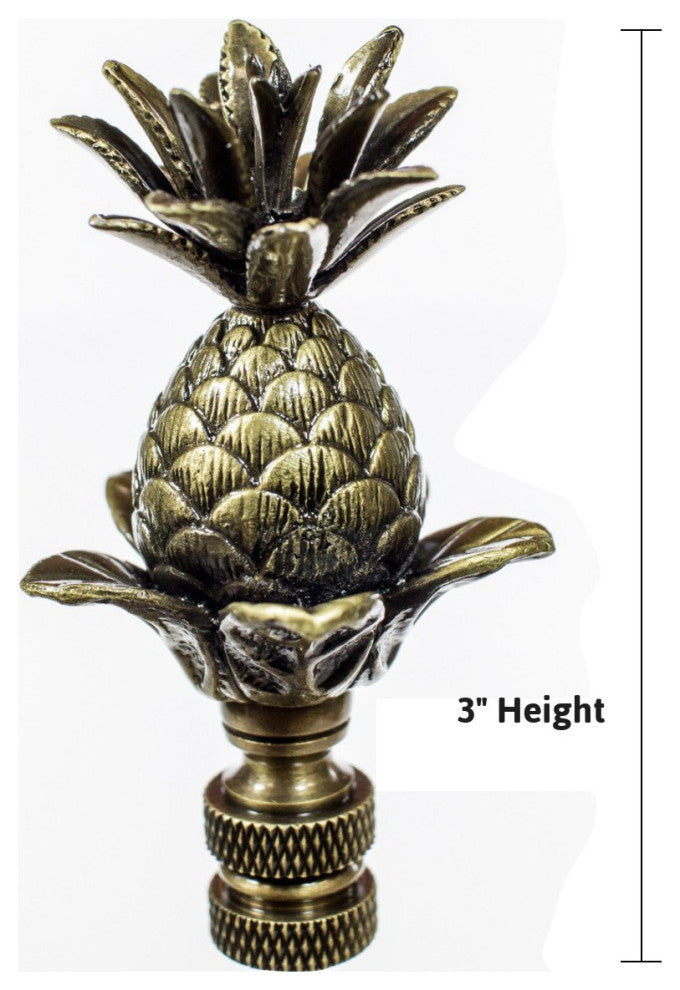 Blooming Pineapple Ceiling Fan Pull, 3"h with 12" Antiqued Brass Chain