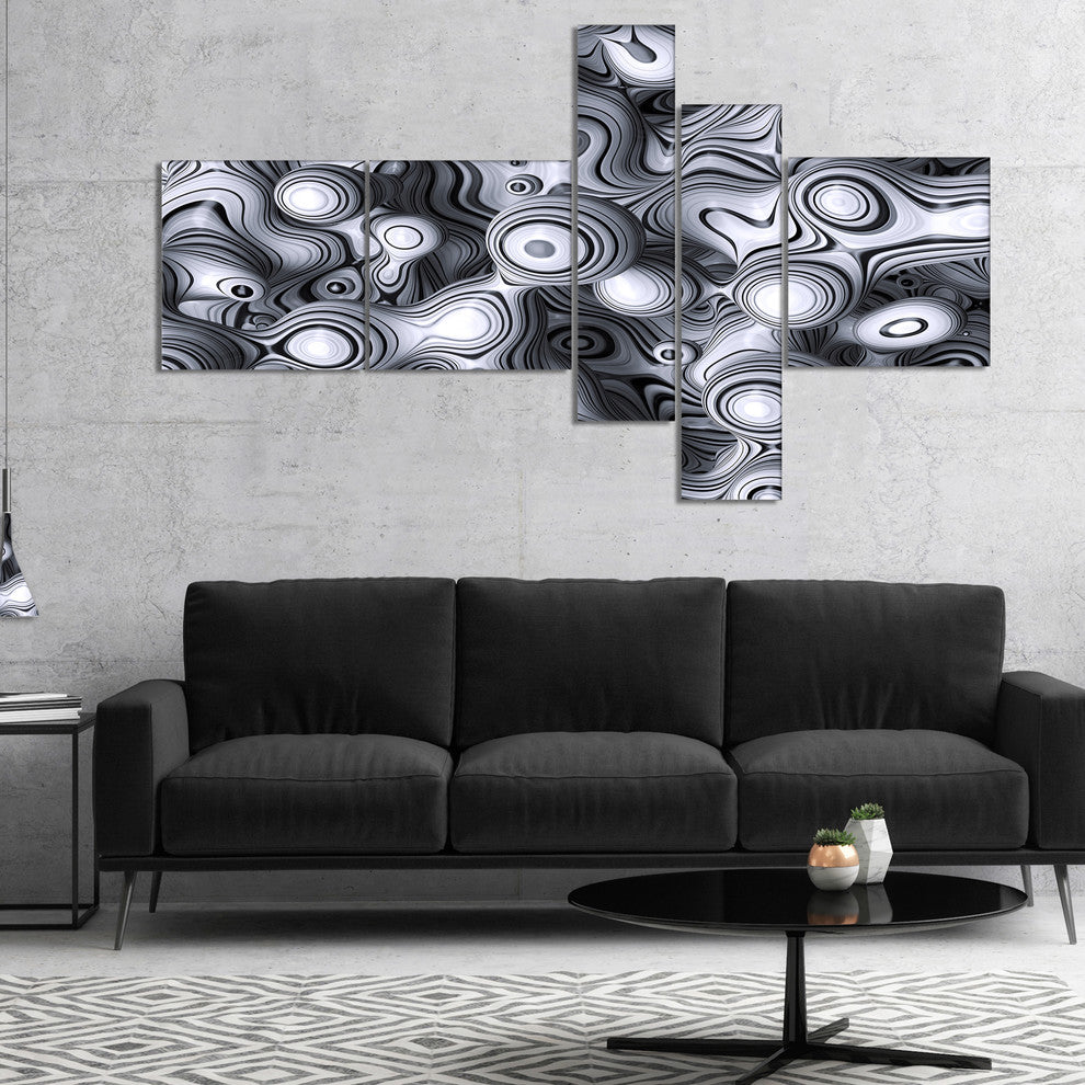 3D Abstract Wavy Bubbles, Abstract Canvas Art Print, 60"x32", 5 panels