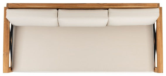 Safavieh Curacao Indoor-Outdoor Brazilian Teak 3-Seat Sofa