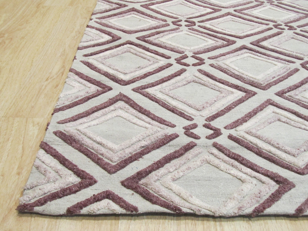 Purple Contemporary Geometric Raga Area Rug