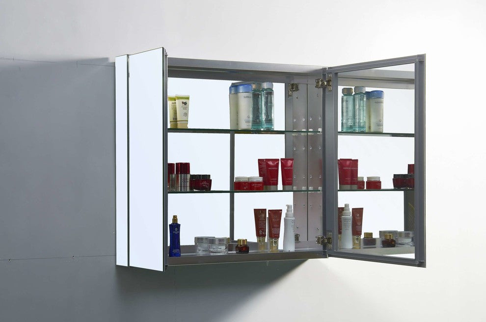 Confiant 30" Mirrored Medicine Cabinet Recessed or Surface Mount