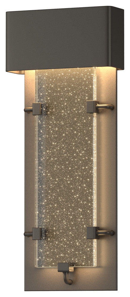 Ursa Small LED Outdoor Sconce, Coastal Dark Smoke Finish, Seeded Clear Glass