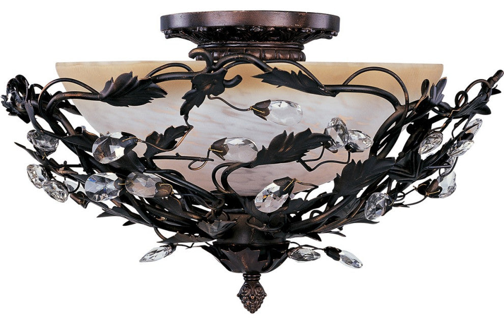 Maxim Elegante 3-Light Frosted Ivory Glass Bowl Semi-Flush Mount