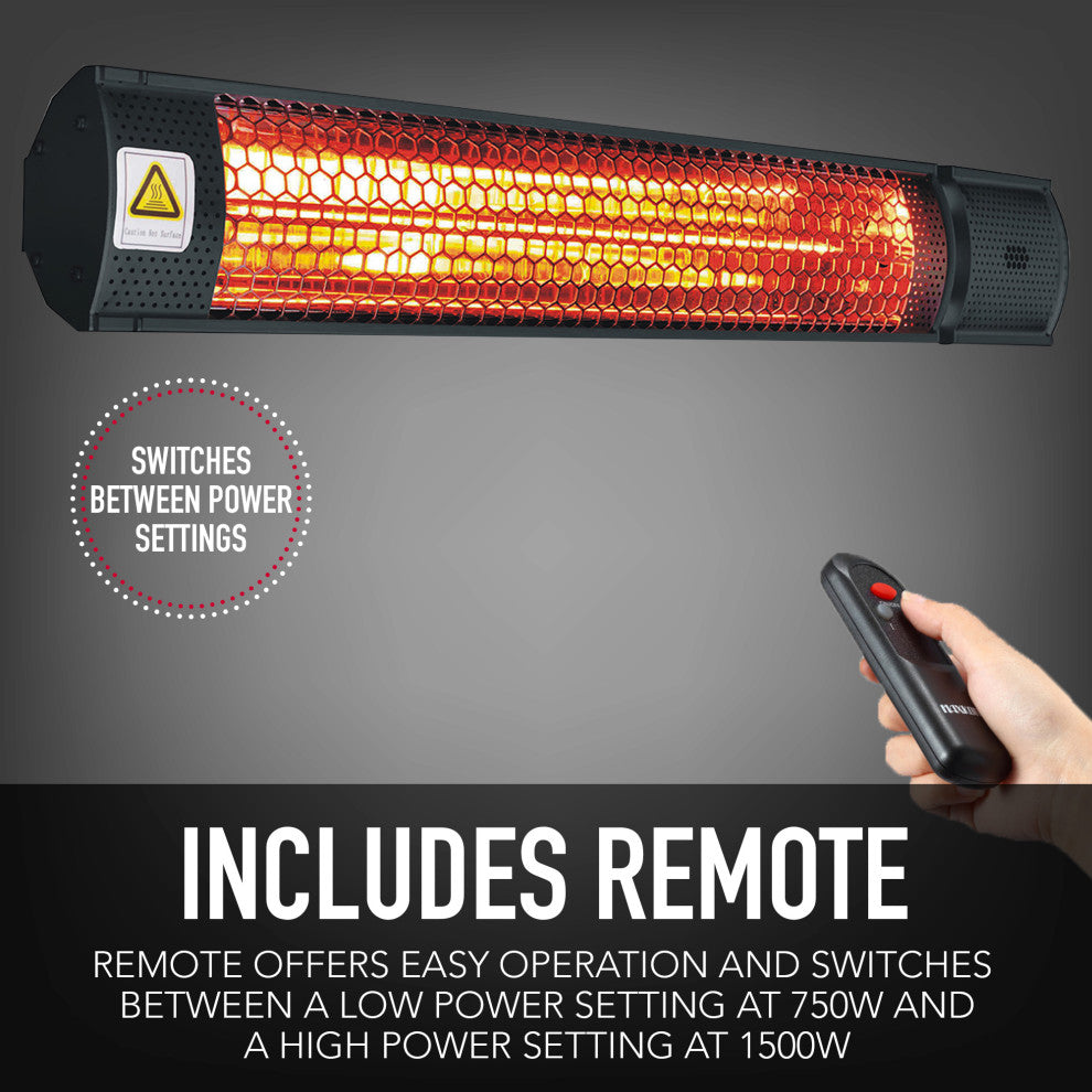 Permasteel 1500W Electric Mounted Patio Heater with Remote Control