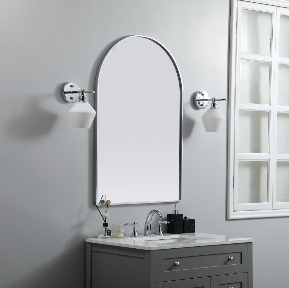 Metal Frame Arch Mirror 27X40 Inch, Silver
