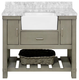 Charlotte 42" Bathroom Vanity, Weathered Gray, Carrara Marble