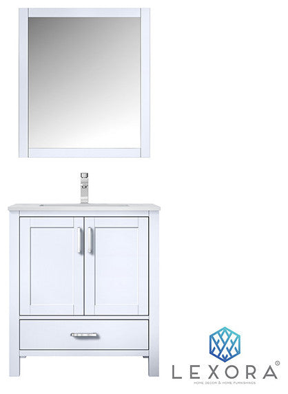 Jacques 30" White Single Sink Vanity Set with White Carrara Marble Top