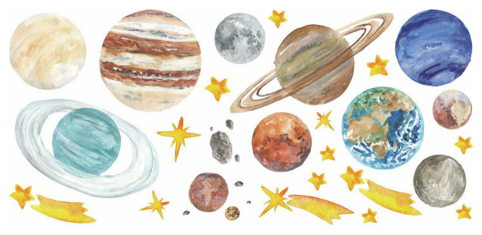 Watercolor Planets Peel And Stick Giant Wall Decals