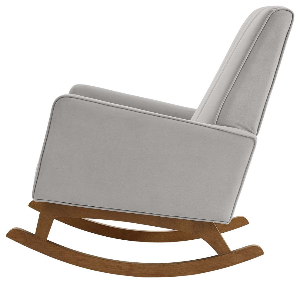 Accent Rocking Chair Armchair, Velvet, Gray, Modern, Lounge Hospitality