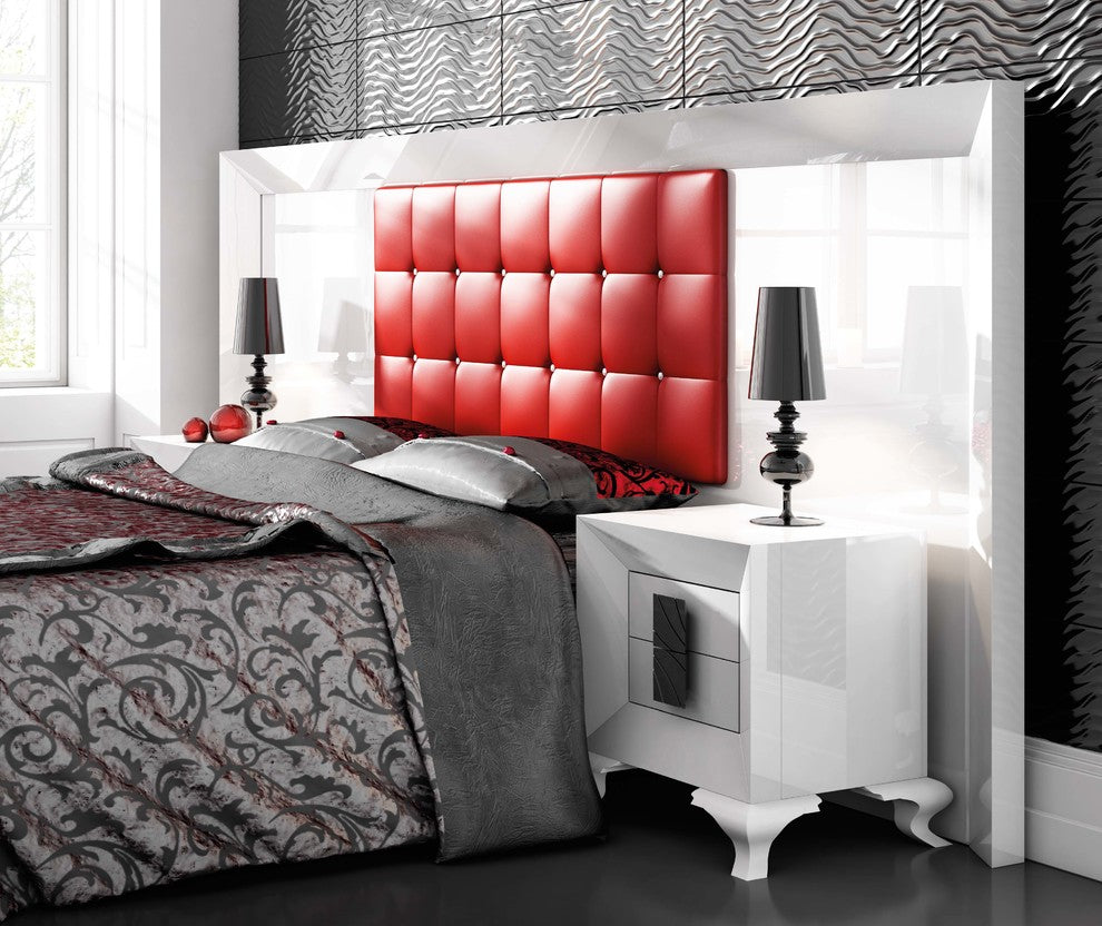 Md Karen 26 Special Headboard Bedroom Set, Glossy White, Queen