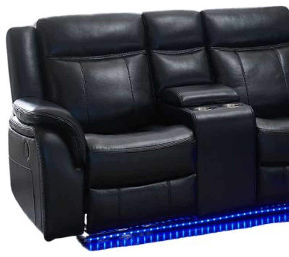 HomeRoots Power reclining Sectional Sofa, Black Leather Air