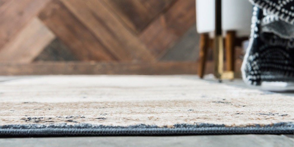 Transitional Cottage 4' Round Creme Area Rug
