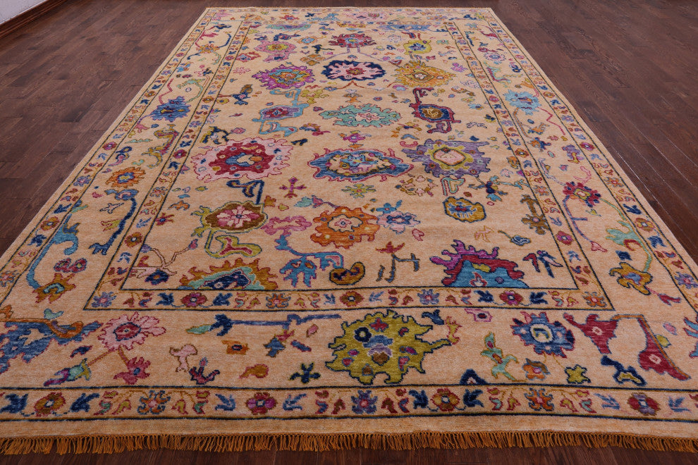 Turkish Oushak Handmade Wool Rug 9' 11" X 14' 2" - Q16109