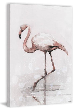 "Flamingo Splash" Painting Print on Wrapped Canvas, 8"x12"