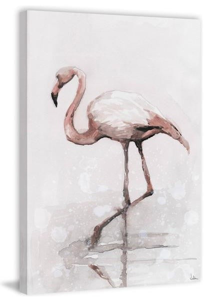"Flamingo Splash" Painting Print on Wrapped Canvas, 8"x12"