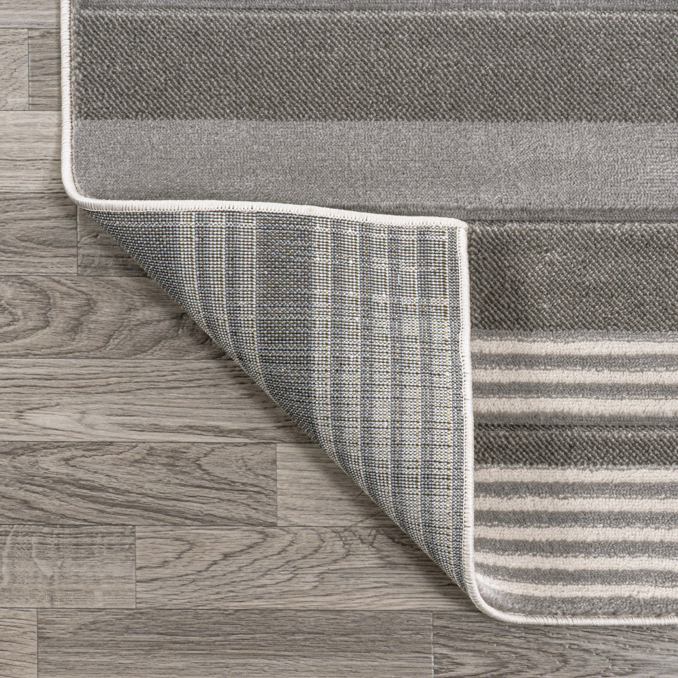 Nicky Geometric Striped Circles Gray/Yellow/Cream 8 ft. x 10 ft. Area Rug