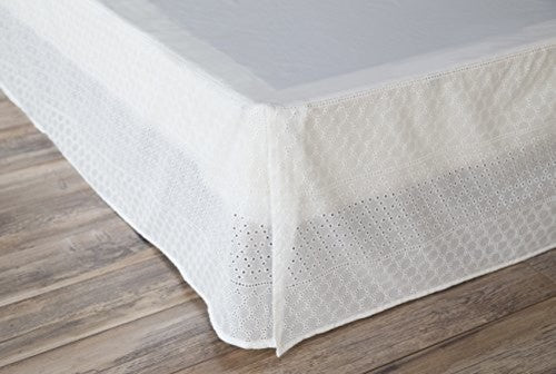 Gathered Lace Bed Skirt, Queen, White Eyelet