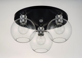 Maxim 21610 Vessel 3 Light 17"W Flush Mount Ceiling Fixture - Black / Brushed