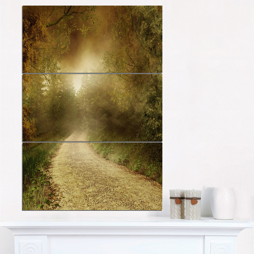 "Country Road Through Fall Scenery" Photo Metal Wall Art, 3 Panels, 28"x36"