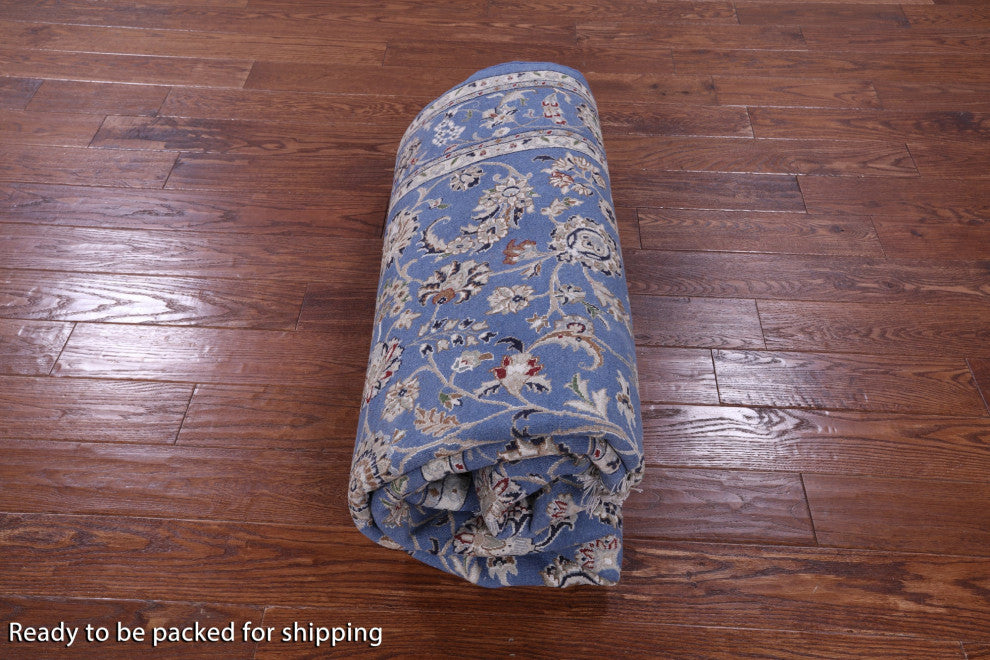 Wool & Silk Persian Nain Hand Knotted Rug 5' 11" X 9' 2" - Q14895