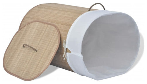 vidaXL Laundry Basket Laundry Hamper with Lid Dirty Clothes Basket Oval Natural