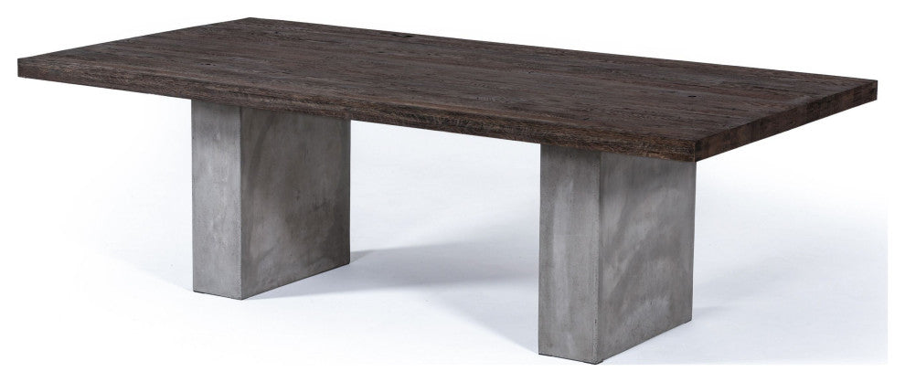Modrest Renzo Modern Oak and Concrete Dining Table 94"
