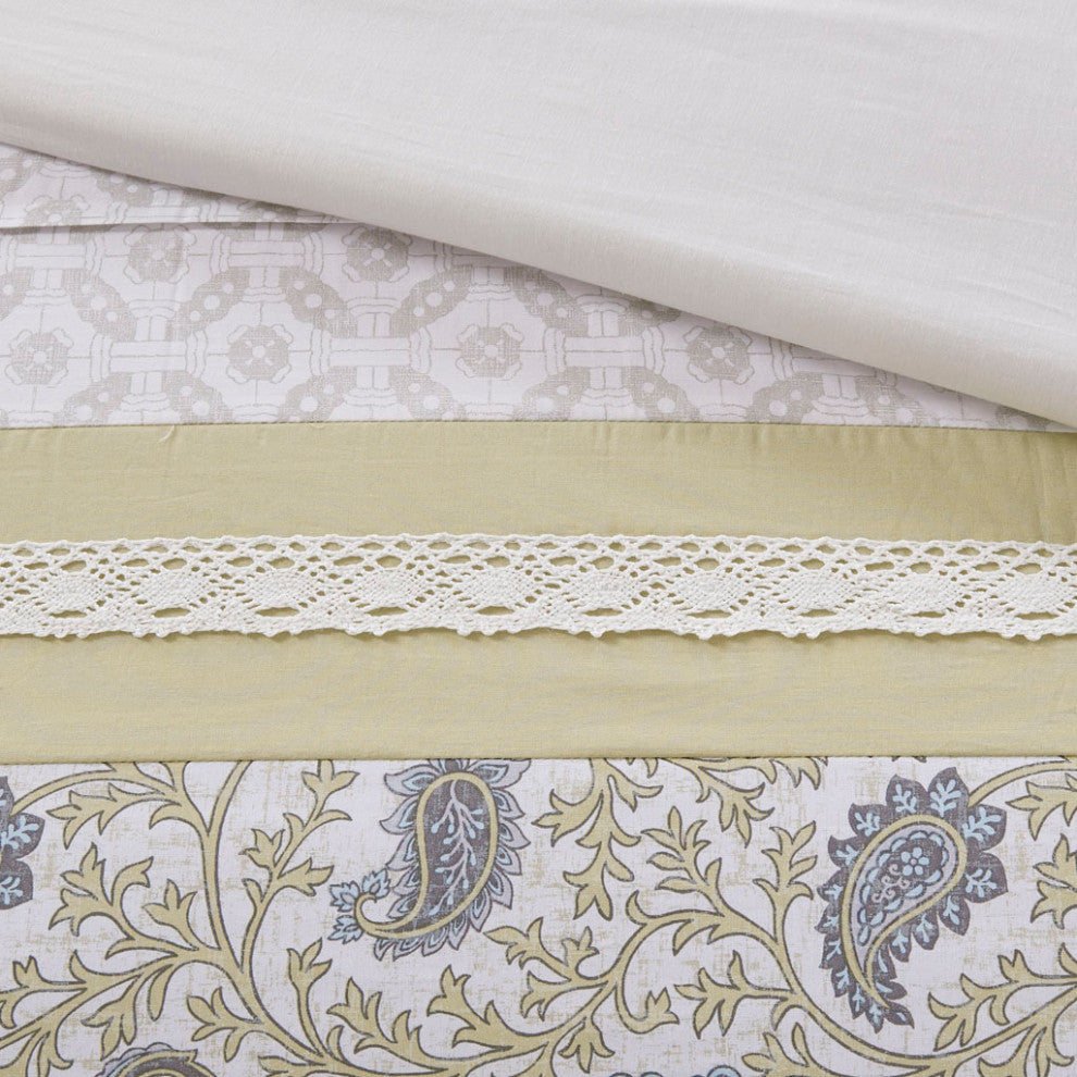 Madison Park Dawn 9 Piece Cotton Percale Comforter Set, Yellow