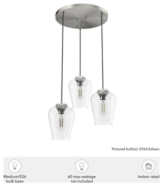 Vidria Brushed Nickel 3 Light Cluster Ceiling Light Fixture
