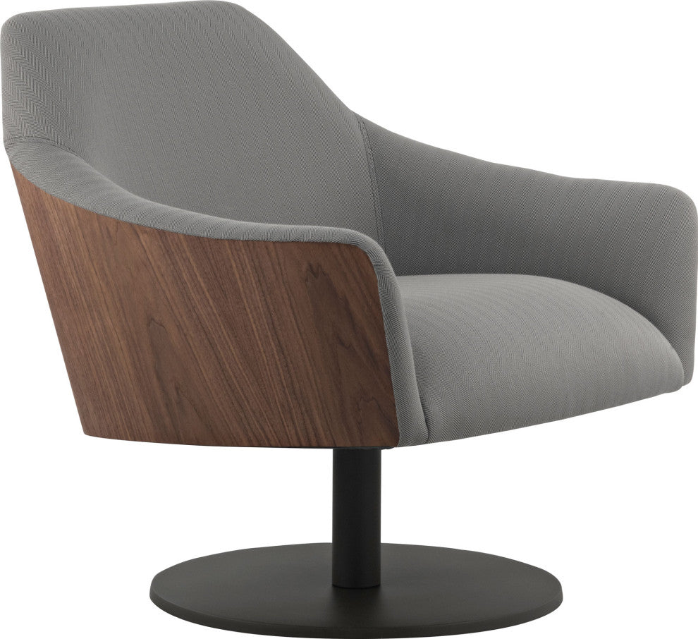 Henry Lounge Chair, Gray Herringbone Fabric