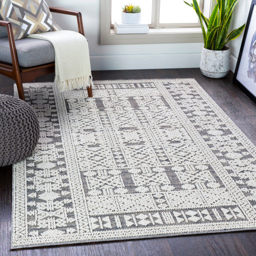 Surya Ariana RIA-2305 5'3"x7'3" Rug, White/Medium Gray/Taupe/Charcoal