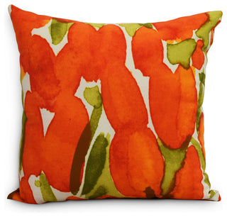 Sunset Tulip Decorative Floral Throw Pillow, Orange, 18"