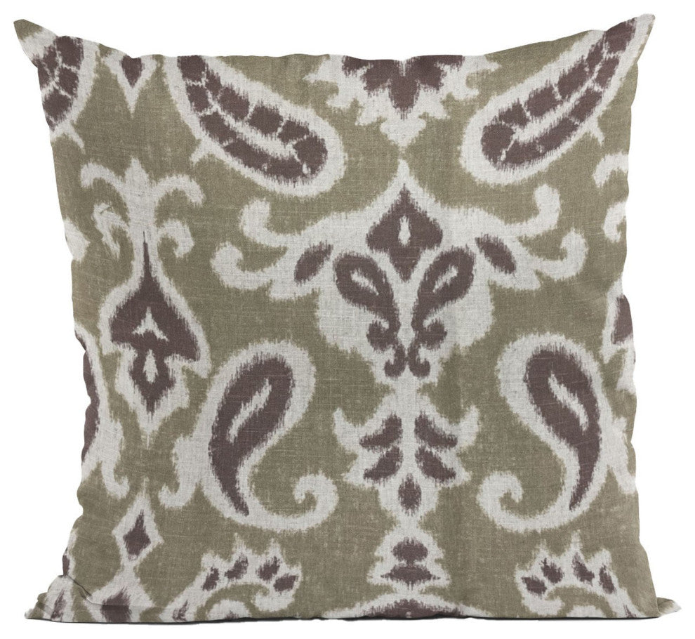 Plutus Shoshone Valley Brown Ikat Luxury Outdoor/Indoor Throw Pillow, Double Sided  18" X 18"