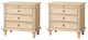 3-Drawer Nightstand With  Built-In Outlets Set of 2, Natural
